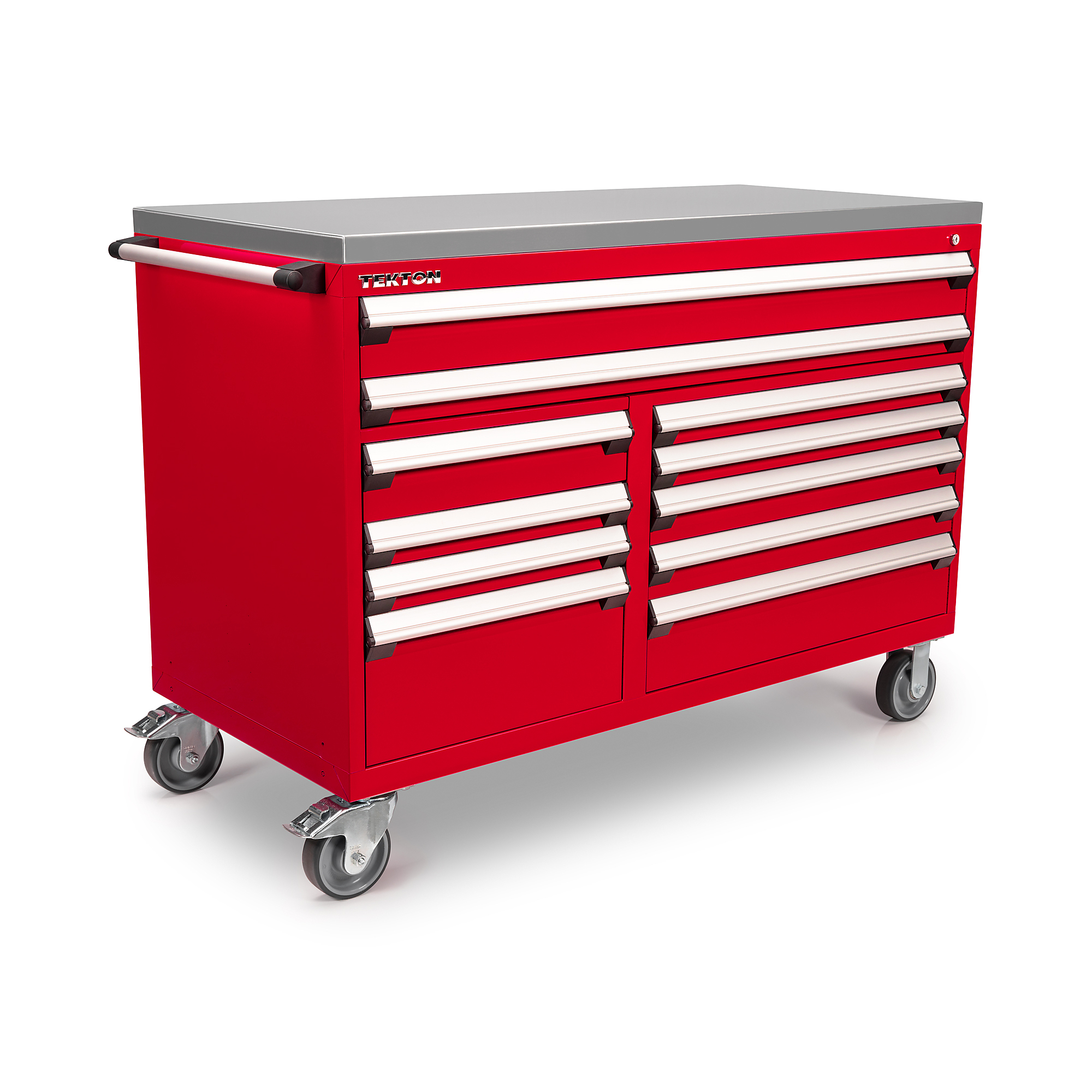 TEKTON 11-Drawer 40/60 Split Bank Tool Cabinet with Stainless Steel Top, Red (60 W x 27 D x 41.5 H in.) | OCL63202SST